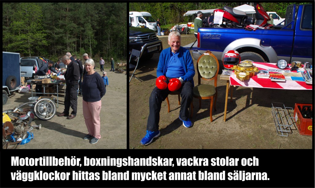 Stolar, motortillbehör gick att hitta på marknaden.